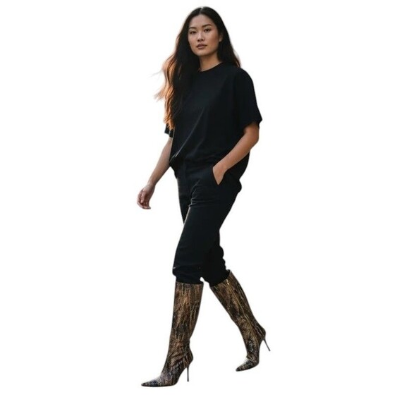 Luichiny Stiletto Faux Snakeskin Side Zip Boots Size 7.5 City Chic Hit And Miss - Picture 2 of 14